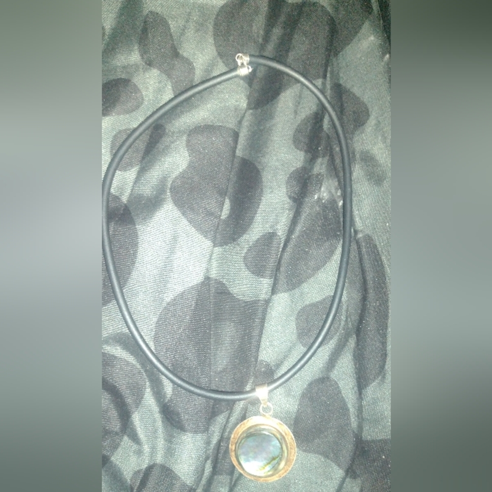Vintage Sterling Silver and Abalone Pendant Necklace
